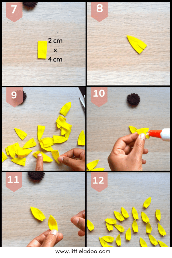 How to make sunflower petals with felt