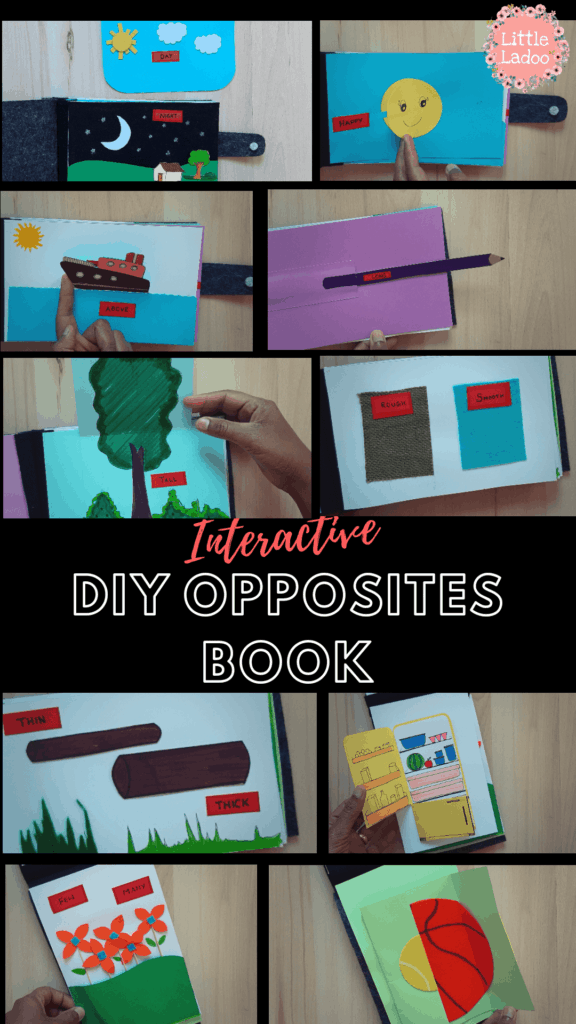 Interactive diy opposites book pages