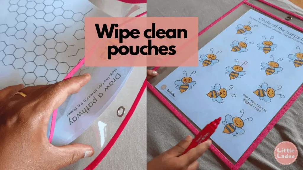 wipe clean pouches for worksheets