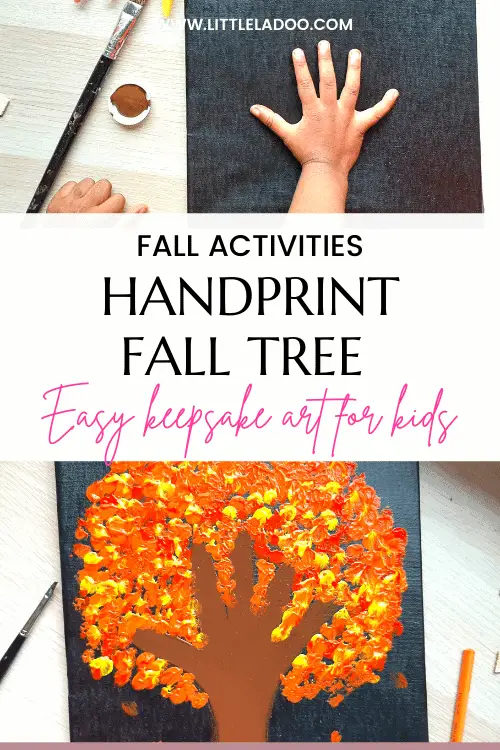 Fall keepsake art from child's handprint