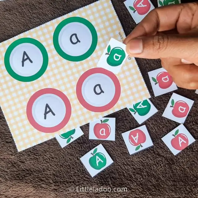 Letter A apple sorting game