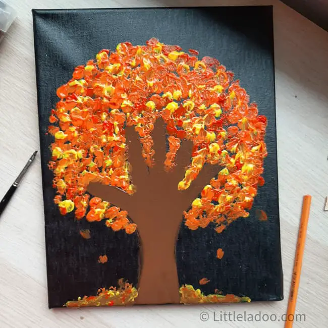 handprint fall tree canvas art