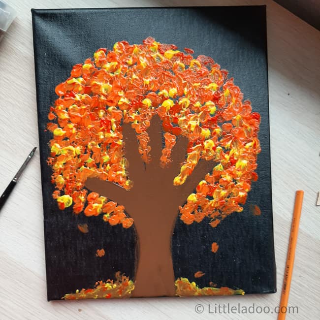 handprint fall tree canvas art