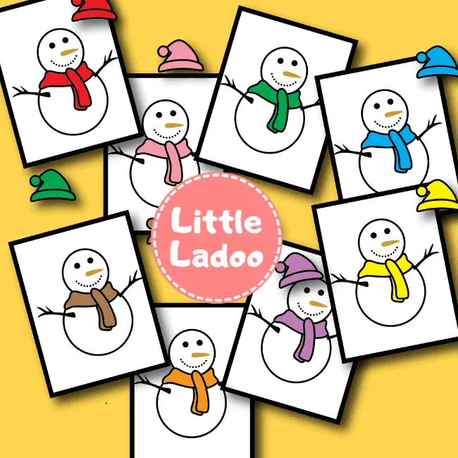snowman colour matching cards