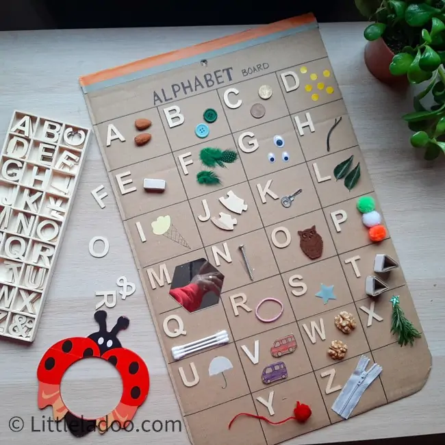 cardboard alphabet board