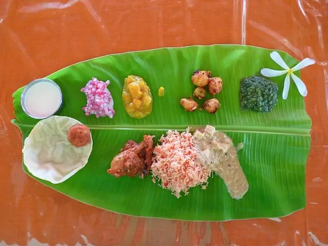 food served on banana leaf