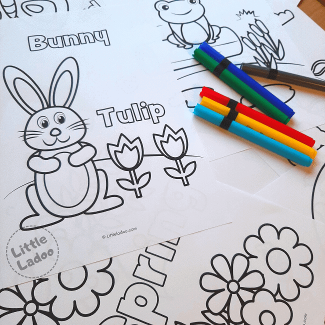 Colouring sheets and brush pens 