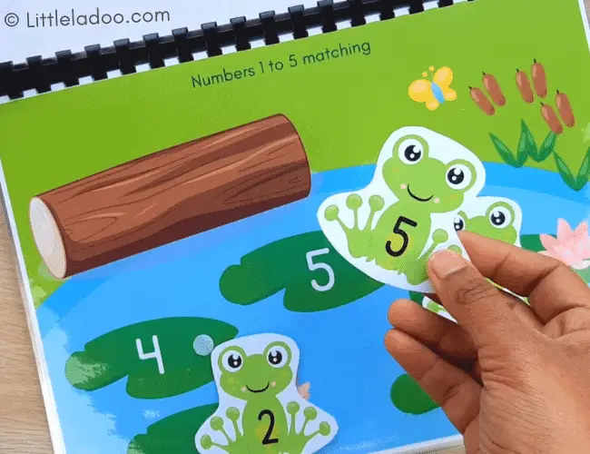 five little speckled frog page number matching 1 to 5