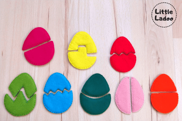 DIY felt egg puzzle pieces