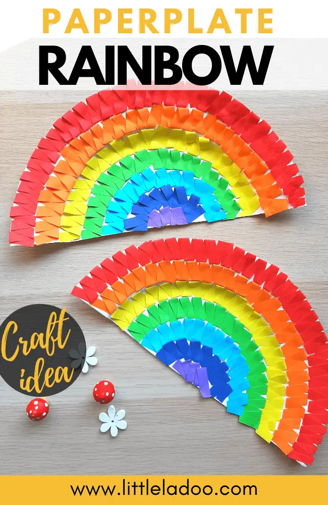 2 rainbow craft made with paper plates