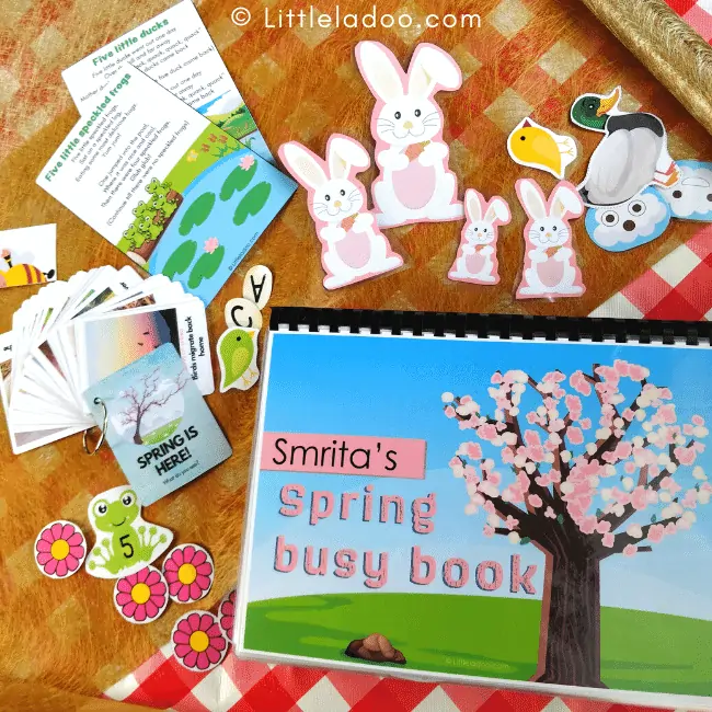 spring busy book & matching pieces flashcards