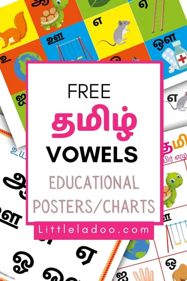 Tamil letters vowels posters